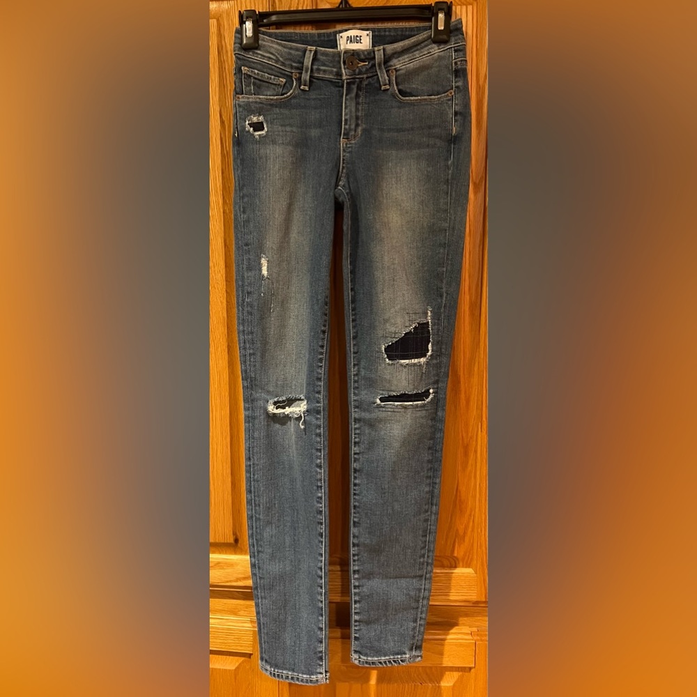 Paige Verdugo Ultra Skinny Distressed Stretch‎ & Recover Denim Jeans Size 25